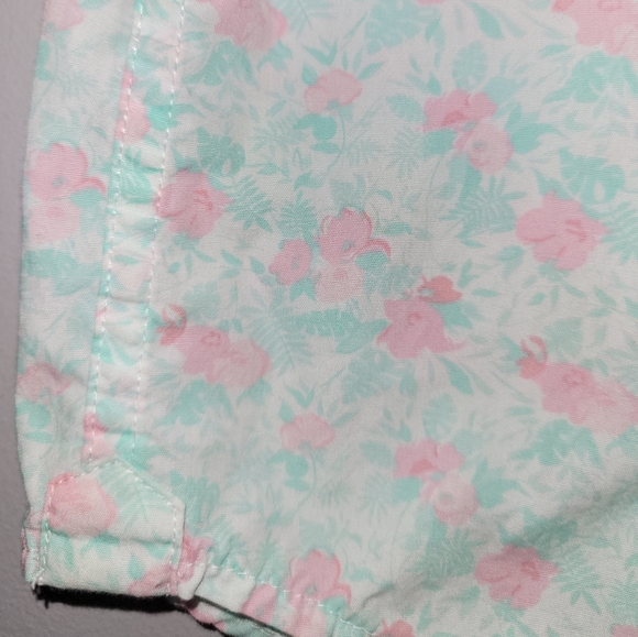 🌸 Janie and Jack Aqua Pink Tropical Cotton Button Down Short Sleeved Shirt - Picture 5 of 8